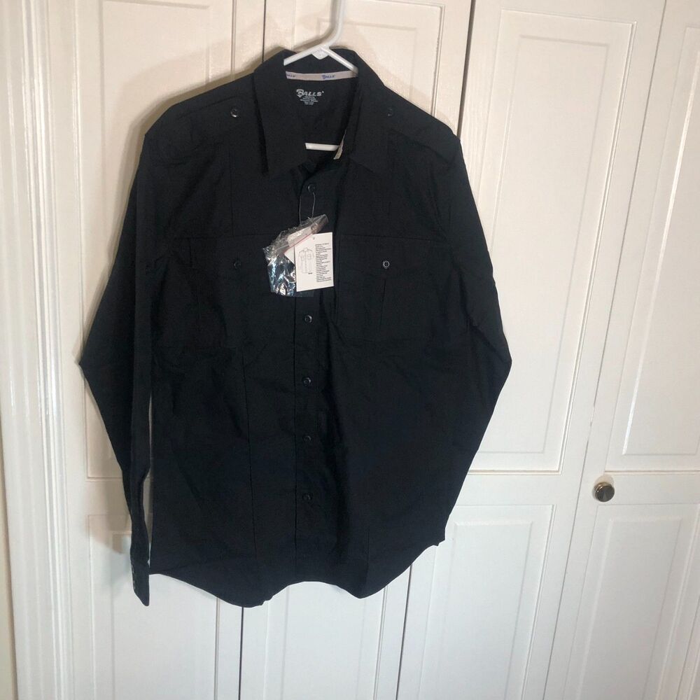 NWT Galls Women's G-Flex Class B Convertible Sleeve Shirt Black LG LNG